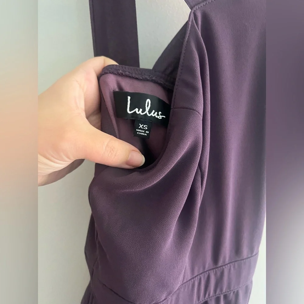 Lulus XS Plum Purple Cross-Back Skater Dress Fit & Flare Cocktail Party Wedding - Picture 5 of 6